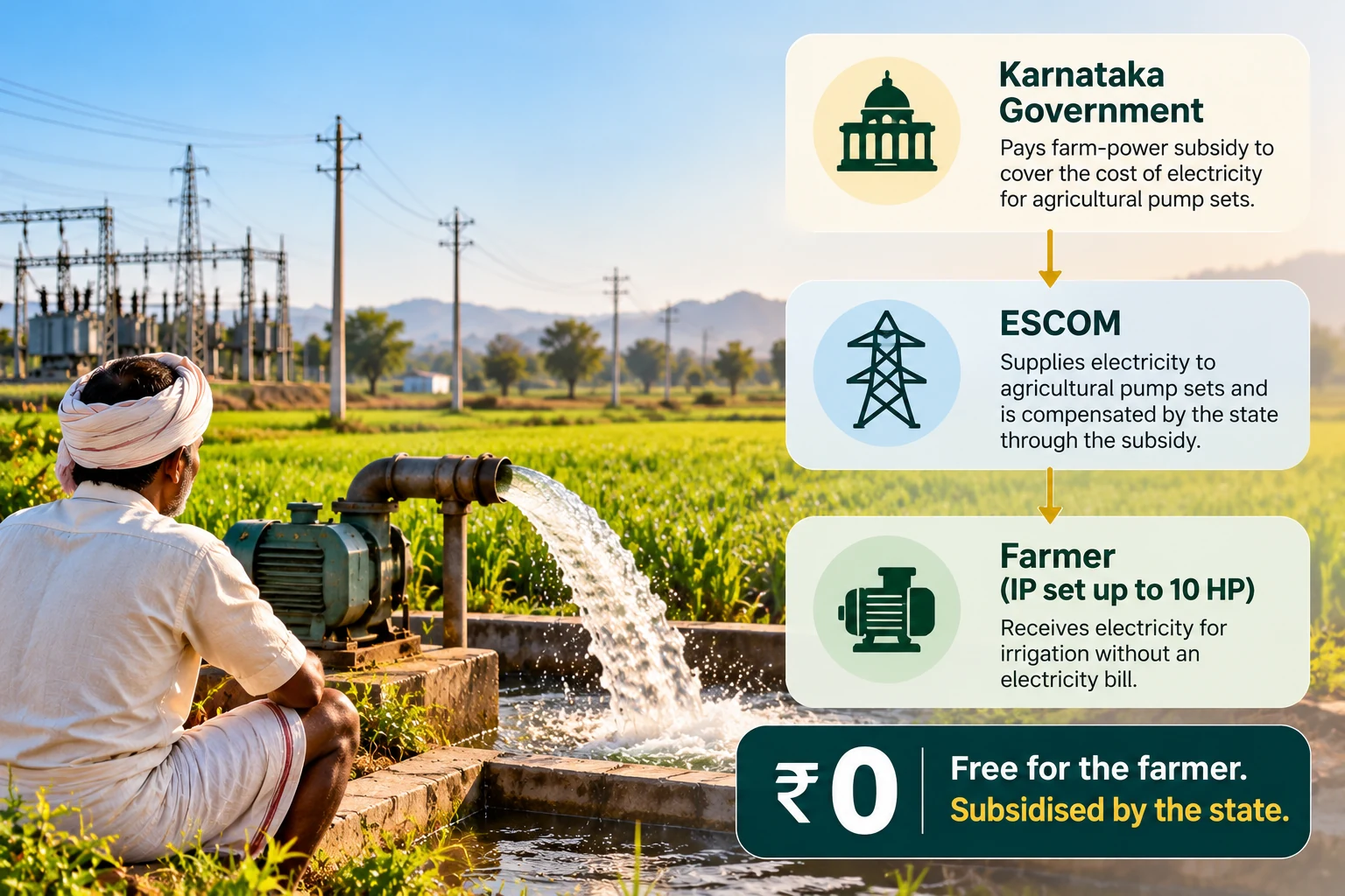 How IP set free power works in Karnataka
