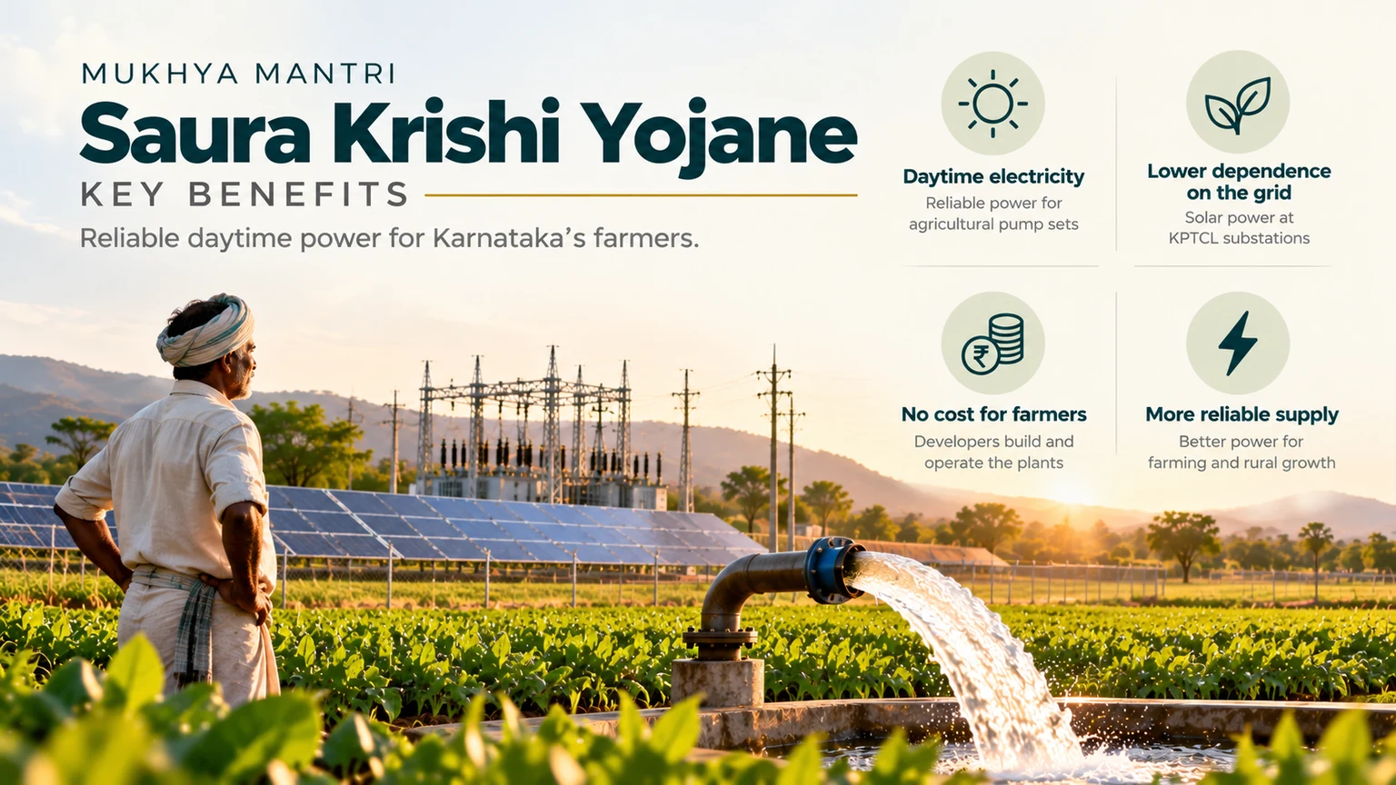 Karnataka farmer using daytime power for irrigation under Saura Krishi Yojane