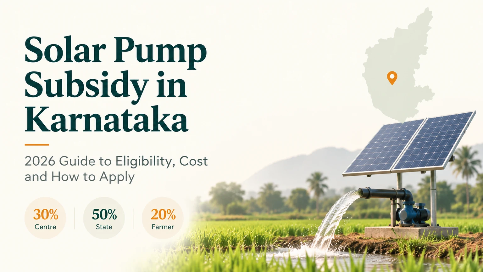 Solar pump subsidy in Karnataka with solar irrigation pump in a farm field