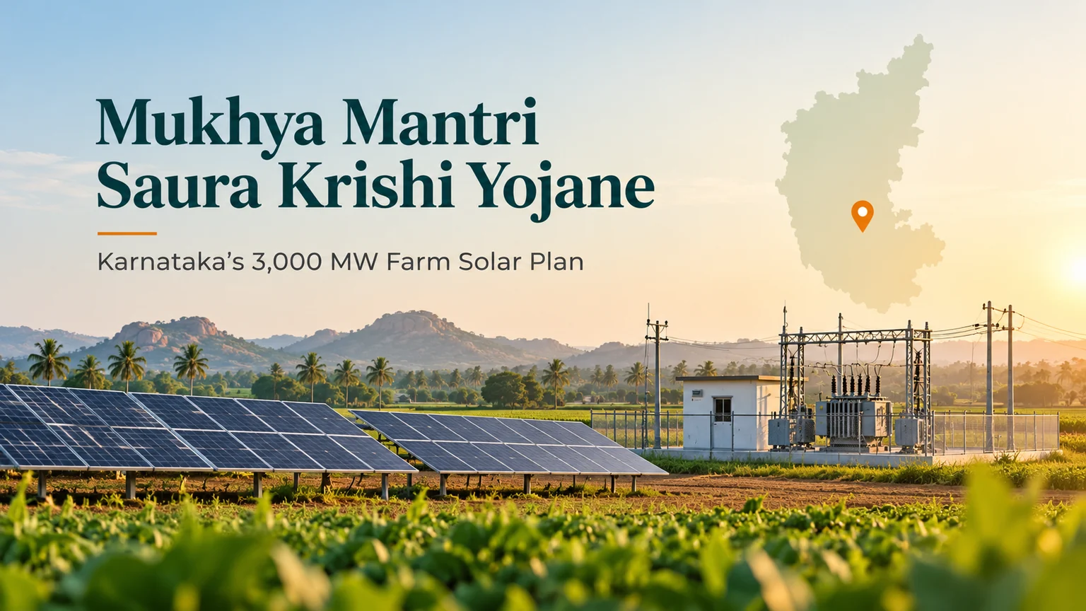 Solar plant beside a Karnataka substation under Mukhya Mantri Saura Krishi Yojane