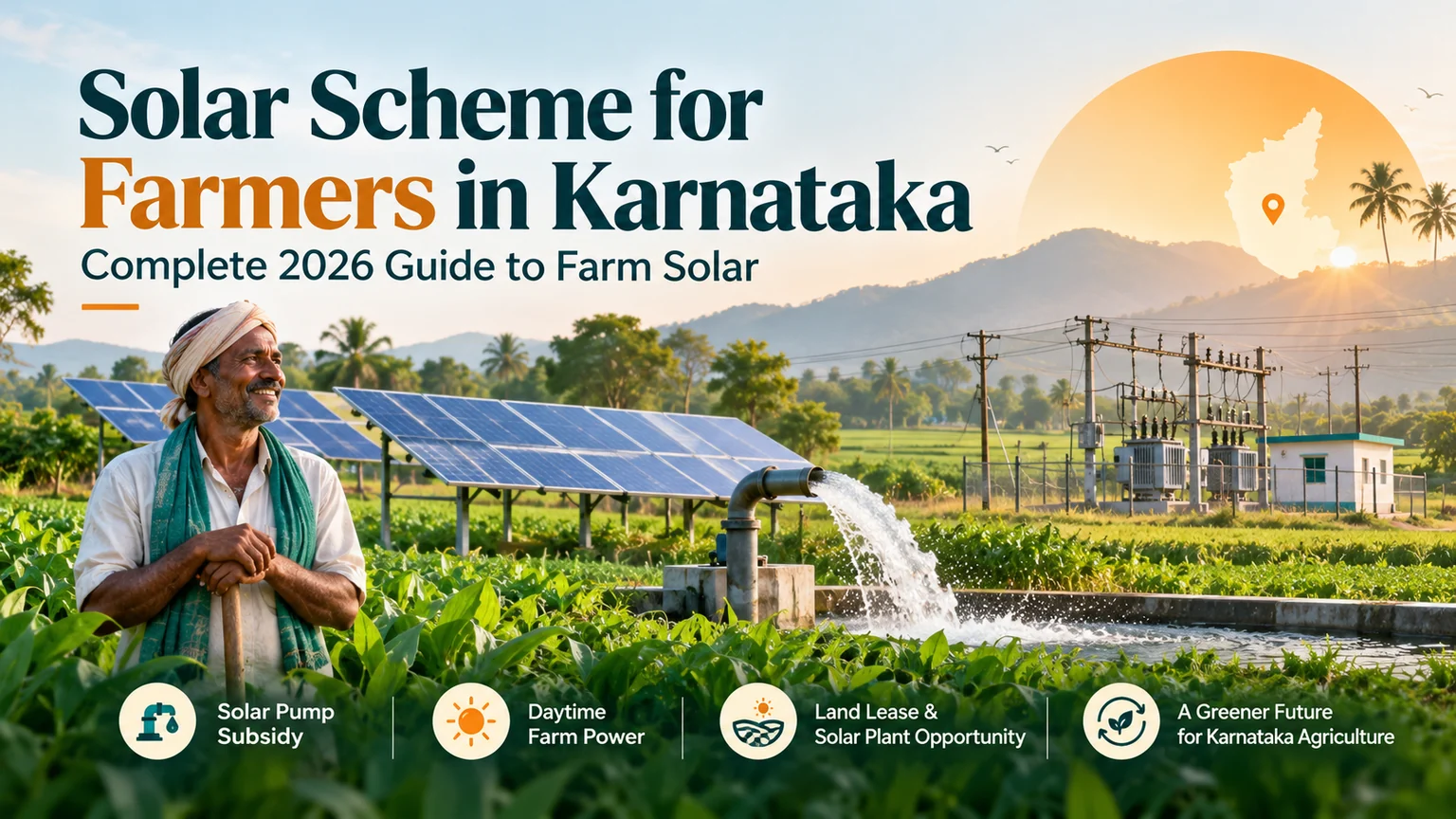 Solar scheme for farmers in Karnataka with solar panels, irrigation and agricultural power infrastructure