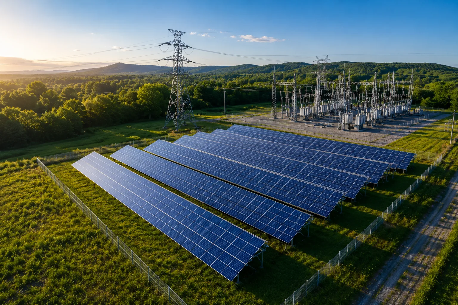 Solar panels with grid connectivity infrastructure